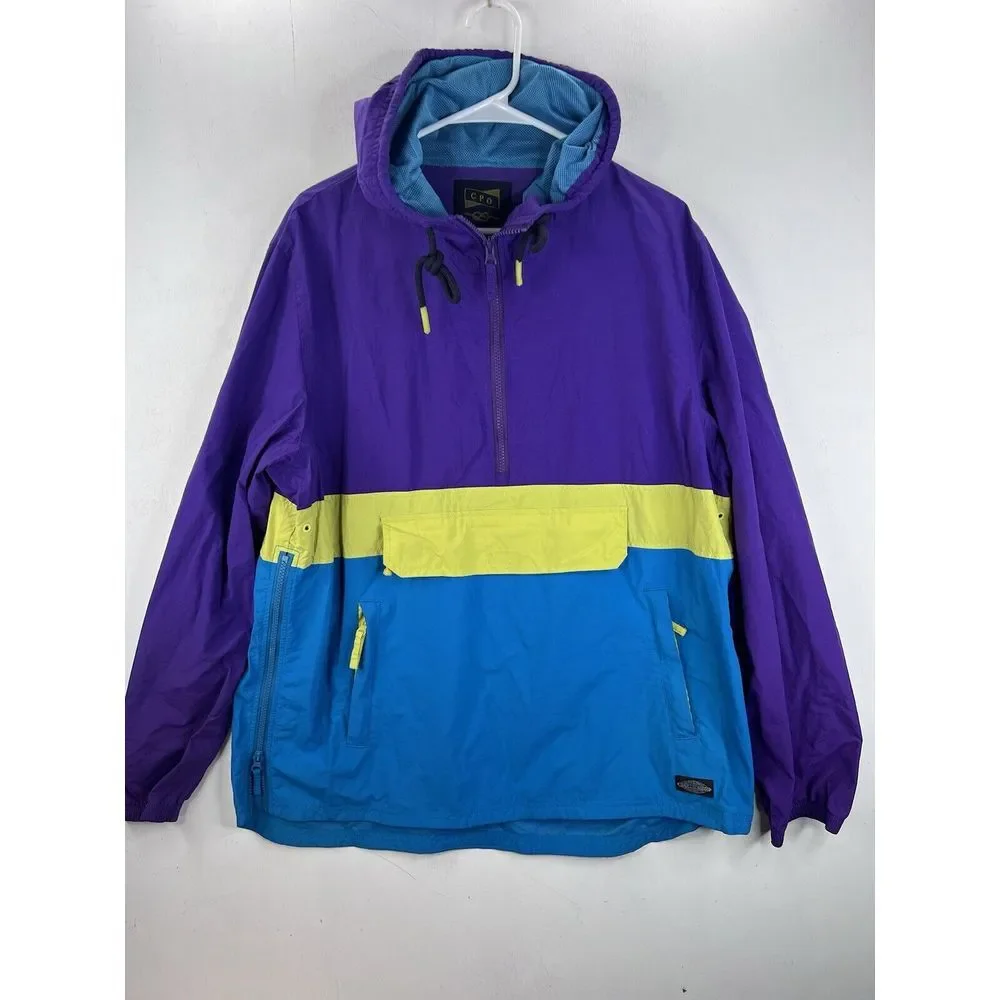 CPO Provisions 1/2 Zip‎ Multicolor Windbreaker Jacket Large Long Sleeve